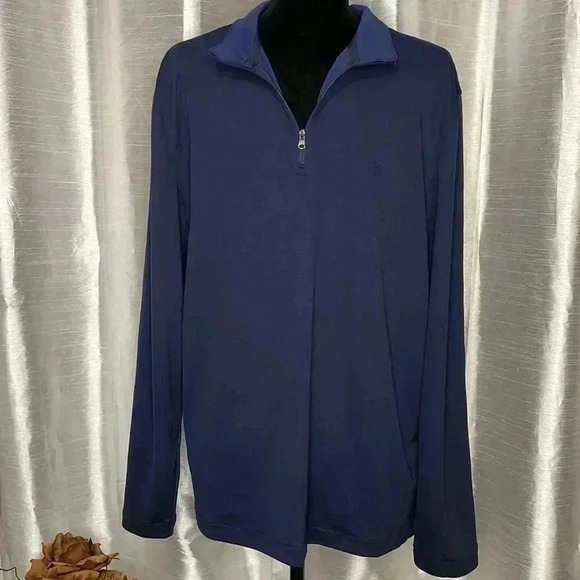 Izod Golf Men’s Large Navy Long Sleeve 1/4 Zip Polyester Pullover Shirt - Picture 2 of 8